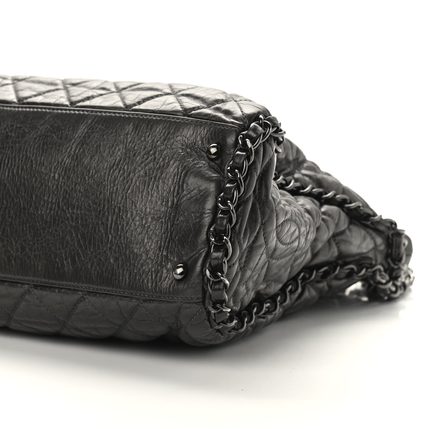 Chanel Metallic Calfskin Quilted Large Chain Me Hobo Dark Grey 9 of 9