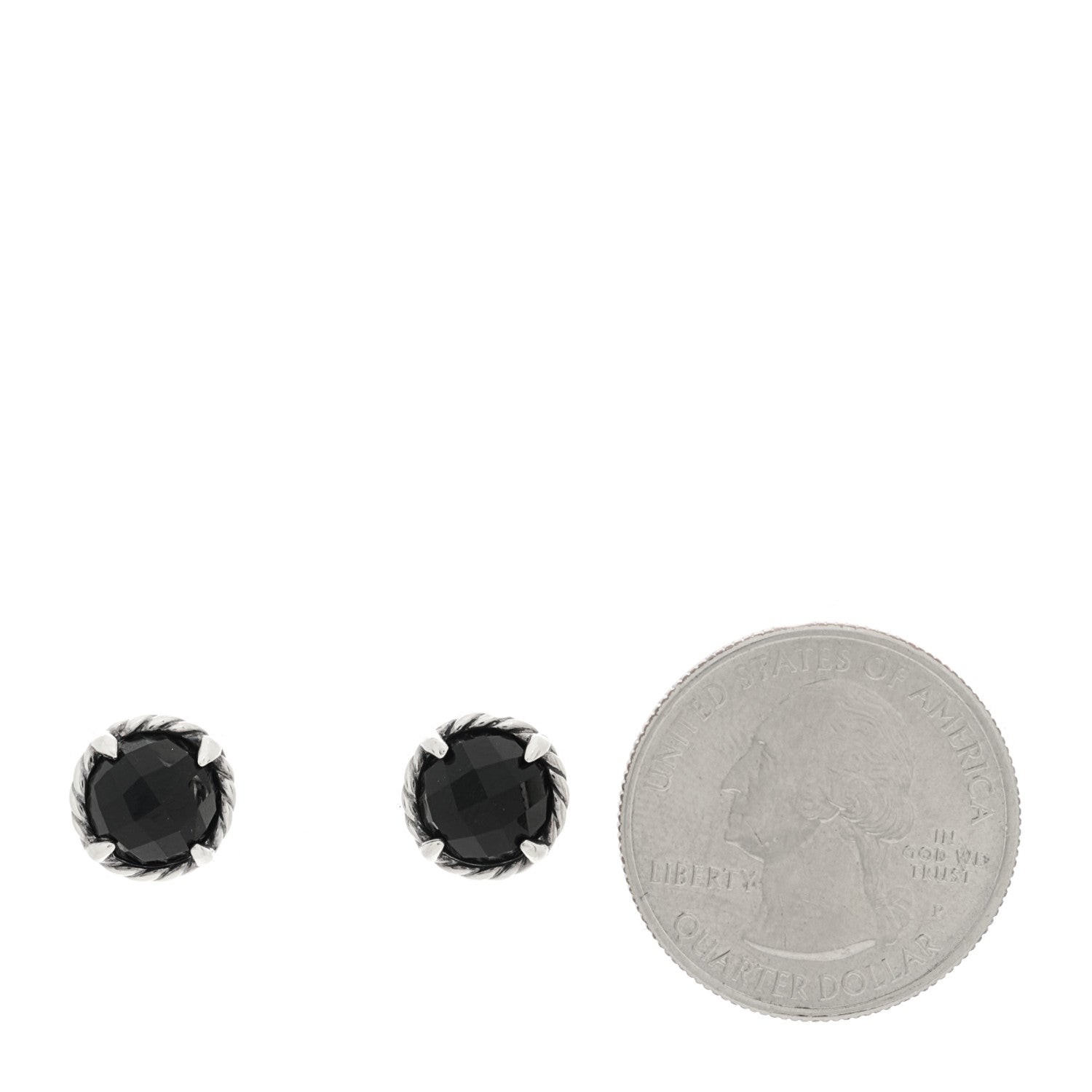 David Yurman Sterling Silver Black Onyx 8mm Chatelaine Earrings 2 of 5