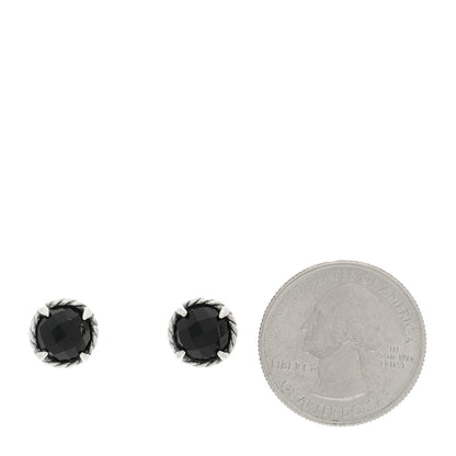 David Yurman Sterling Silver Black Onyx 8mm Chatelaine Earrings 2 of 5