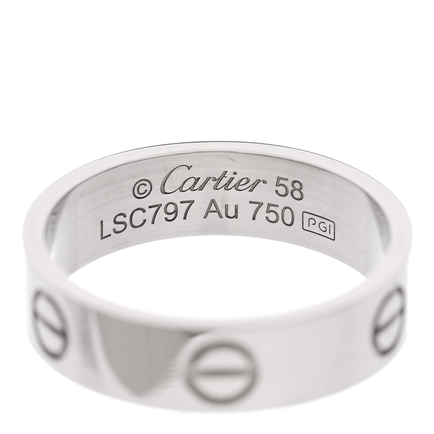 18K White Gold 5.5mm LOVE Ring 58 8.25