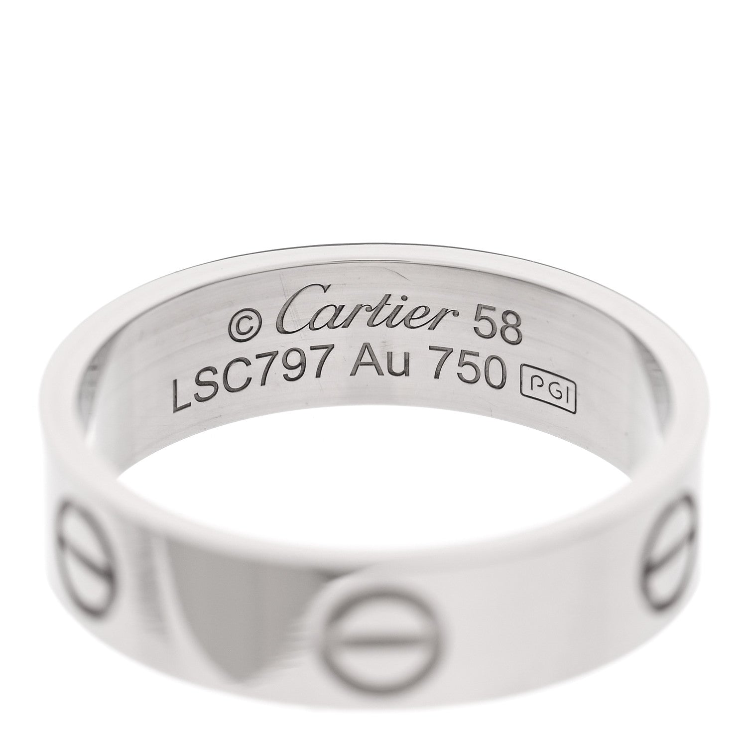 Cartier 18K White Gold 5.5mm LOVE Ring 58 8.25 4 of 5