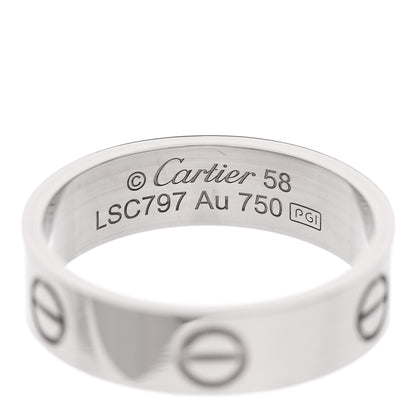 Cartier 18K White Gold 5.5mm LOVE Ring 58 8.25 4 of 5