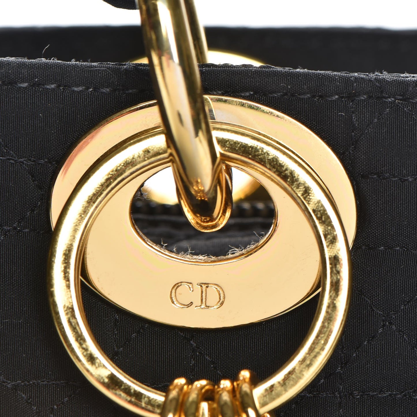 Nylon Cannage Medium Lady Dior Black