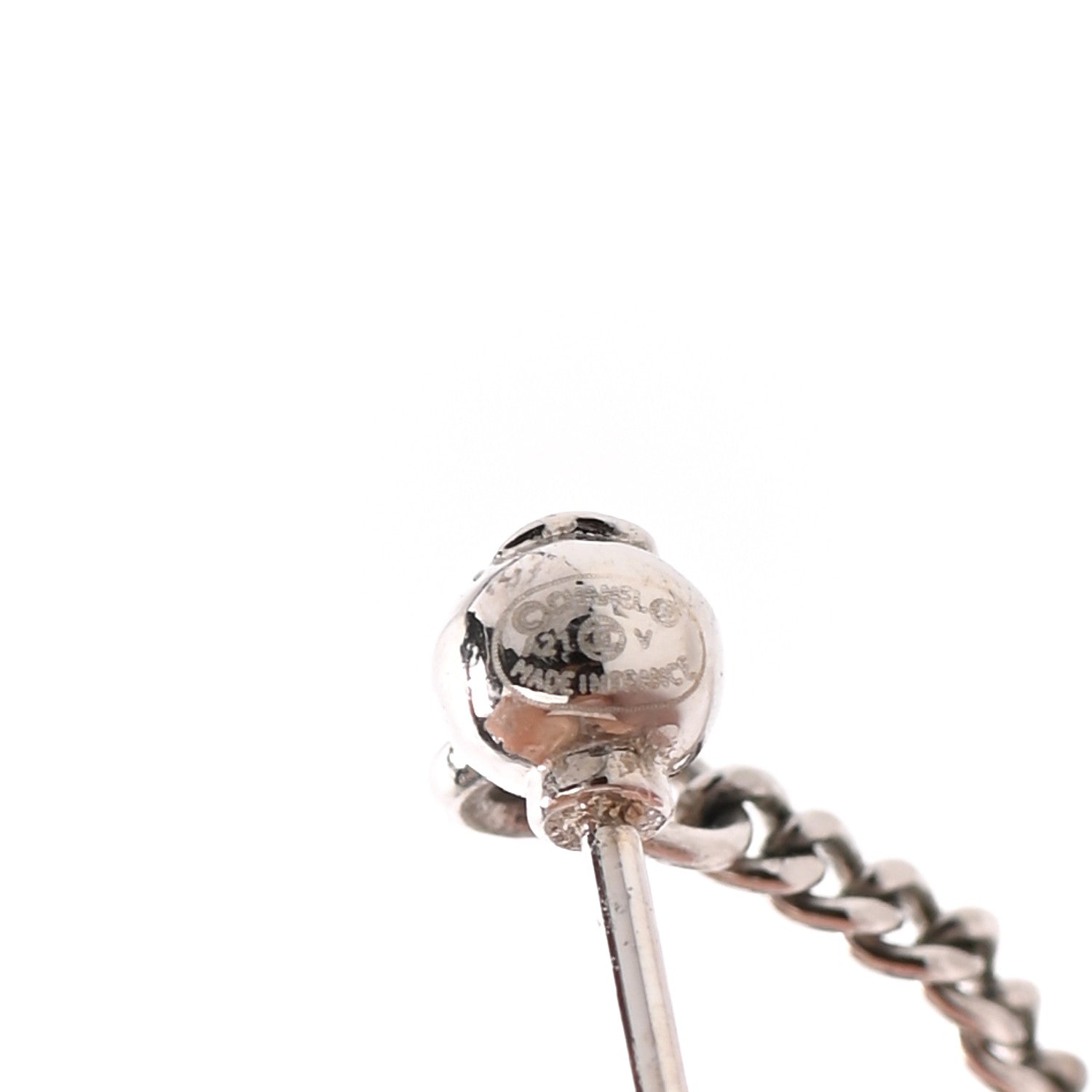 Chanel Baguette Crystal CC Drop Earrings Silver 4 of 4