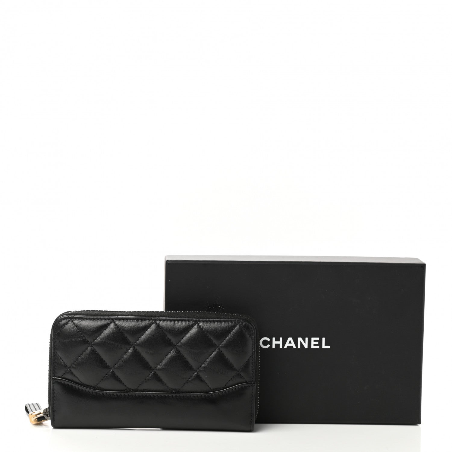 Chanel Aged Calfskin Quilted Small Gabrielle Zip Around Wallet Black 9 of 9