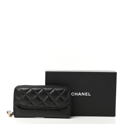 Chanel Aged Calfskin Quilted Small Gabrielle Zip Around Wallet Black 9 of 9