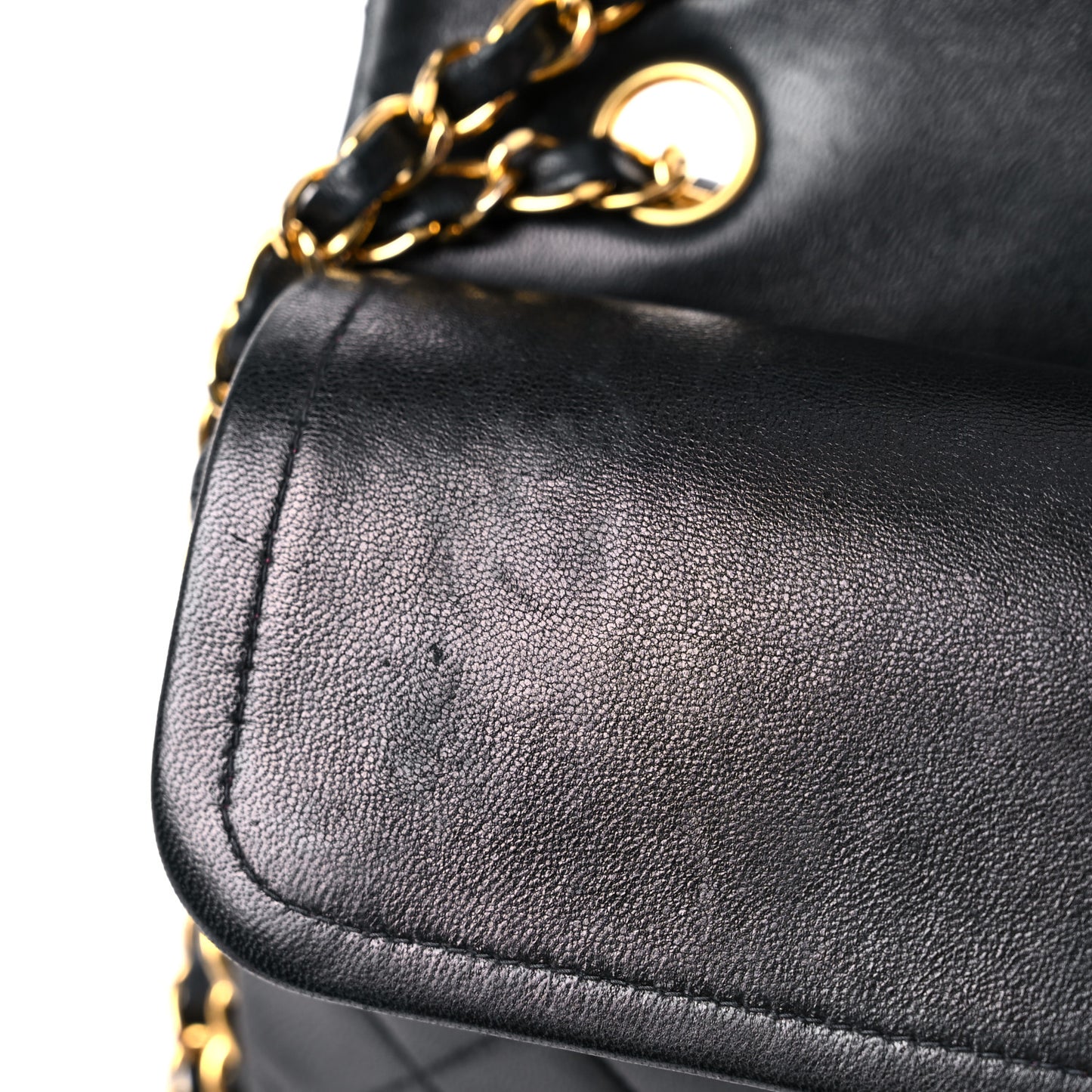 Lambskin Quilted Medium Double Flap Black