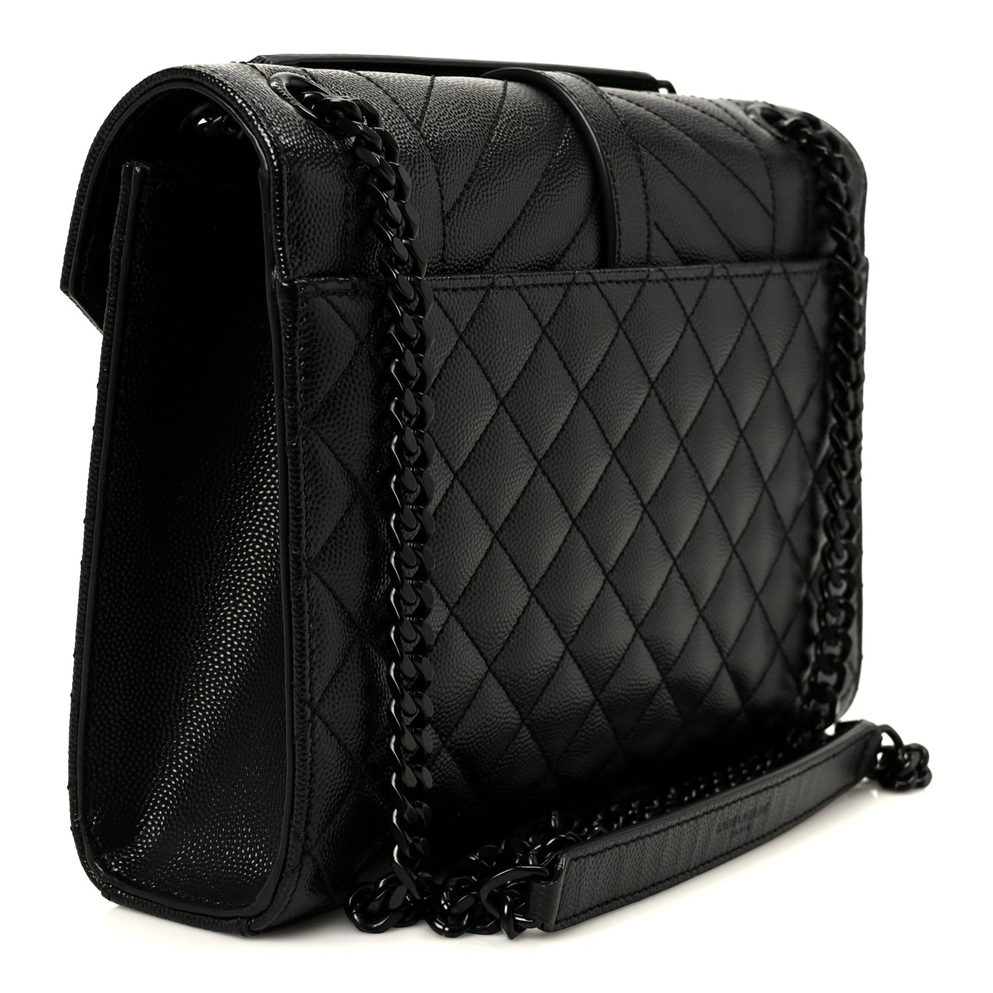 Grain De Poudre Textured Mixed Matelasse Triquilt Medium Monogram Monochrome Satchel Black