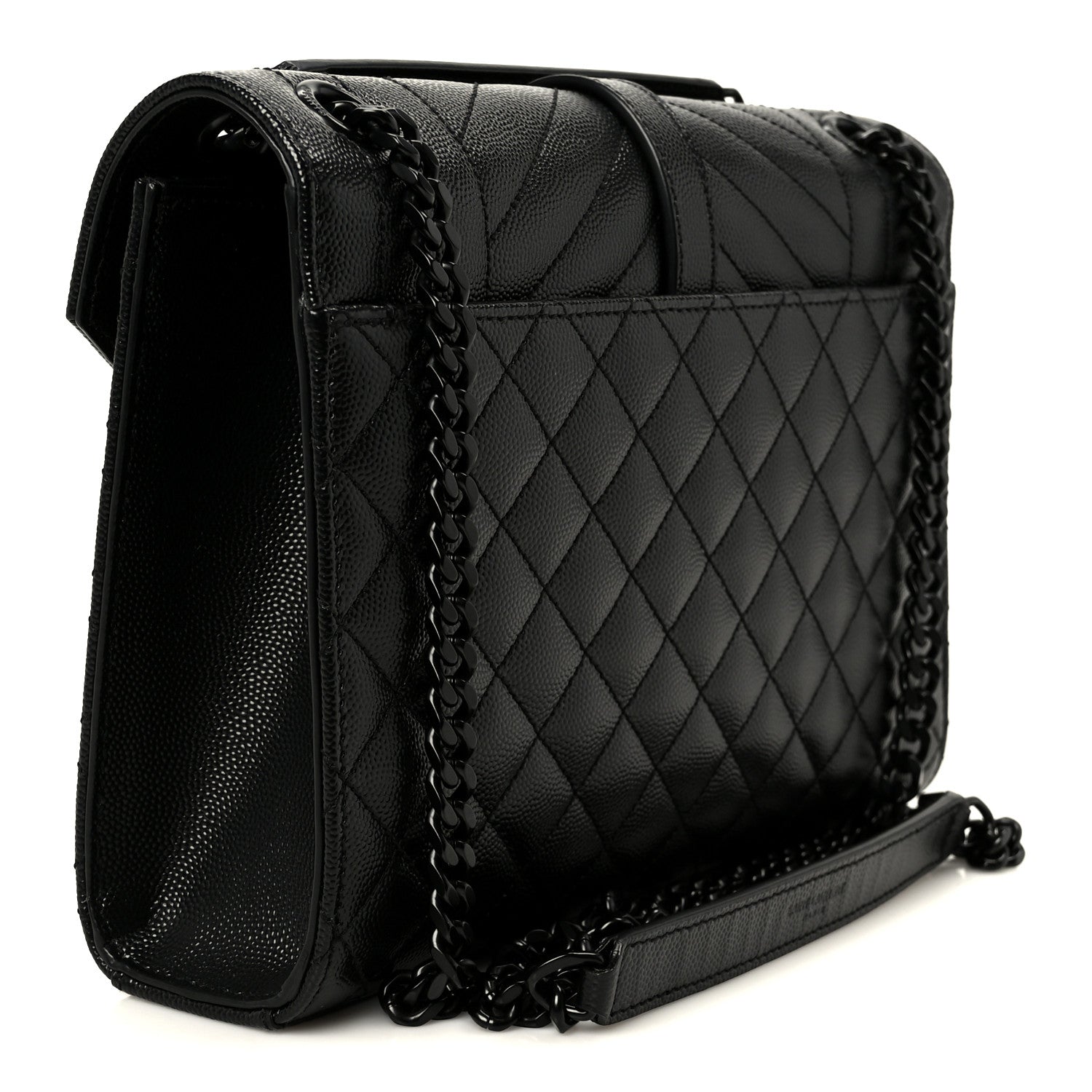 Saint Laurent Grain De Poudre Textured Mixed Matelasse Triquilt Medium Monogram Monochrome Satchel Black 2 of 10