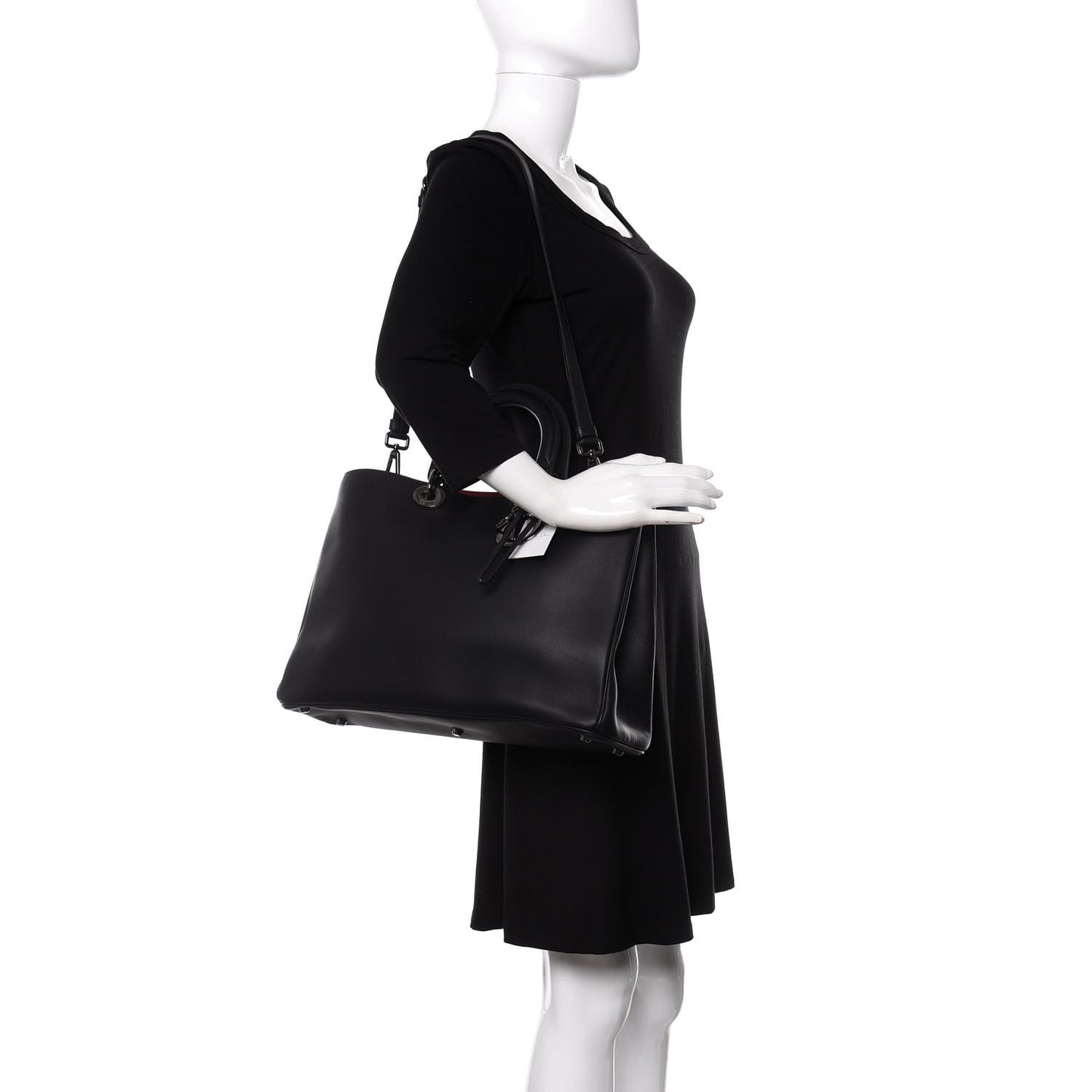 Smooth Calfskin Large Diorissimo Tote Black Rose Indien