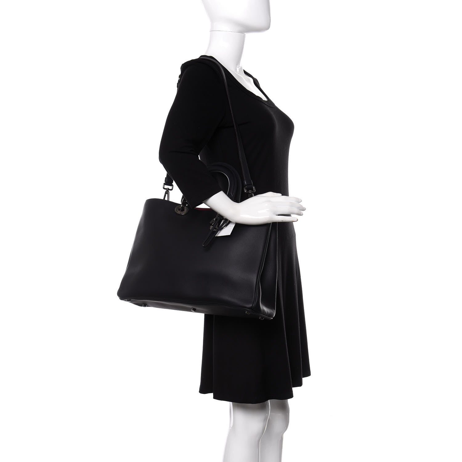 Christian Dior Smooth Calfskin Large Diorissimo Tote Black Rose Indien 2 of 9