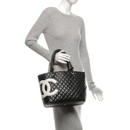 Chanel Calfskin Quilted Large Cambon Tote Black White 2 of 7
