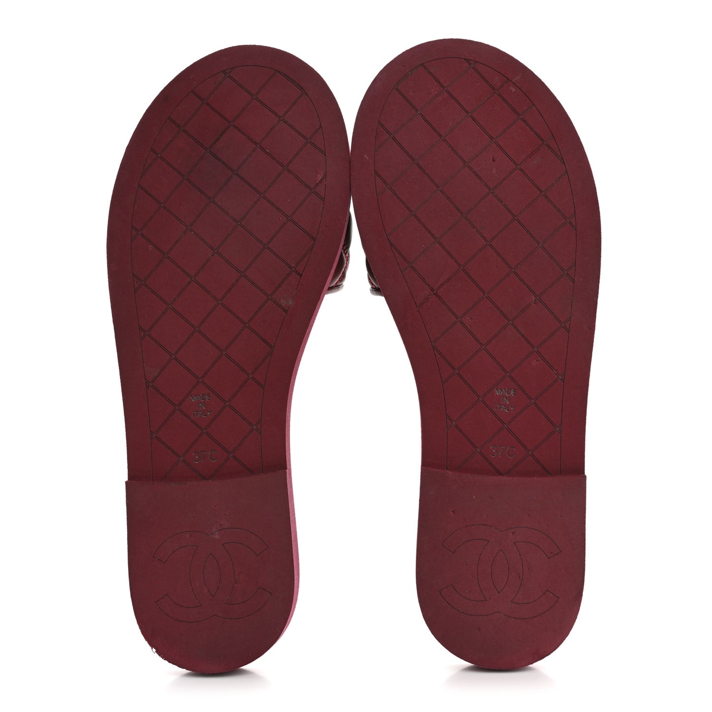 Lambskin Quilted Textured CC Mules Sandals Red