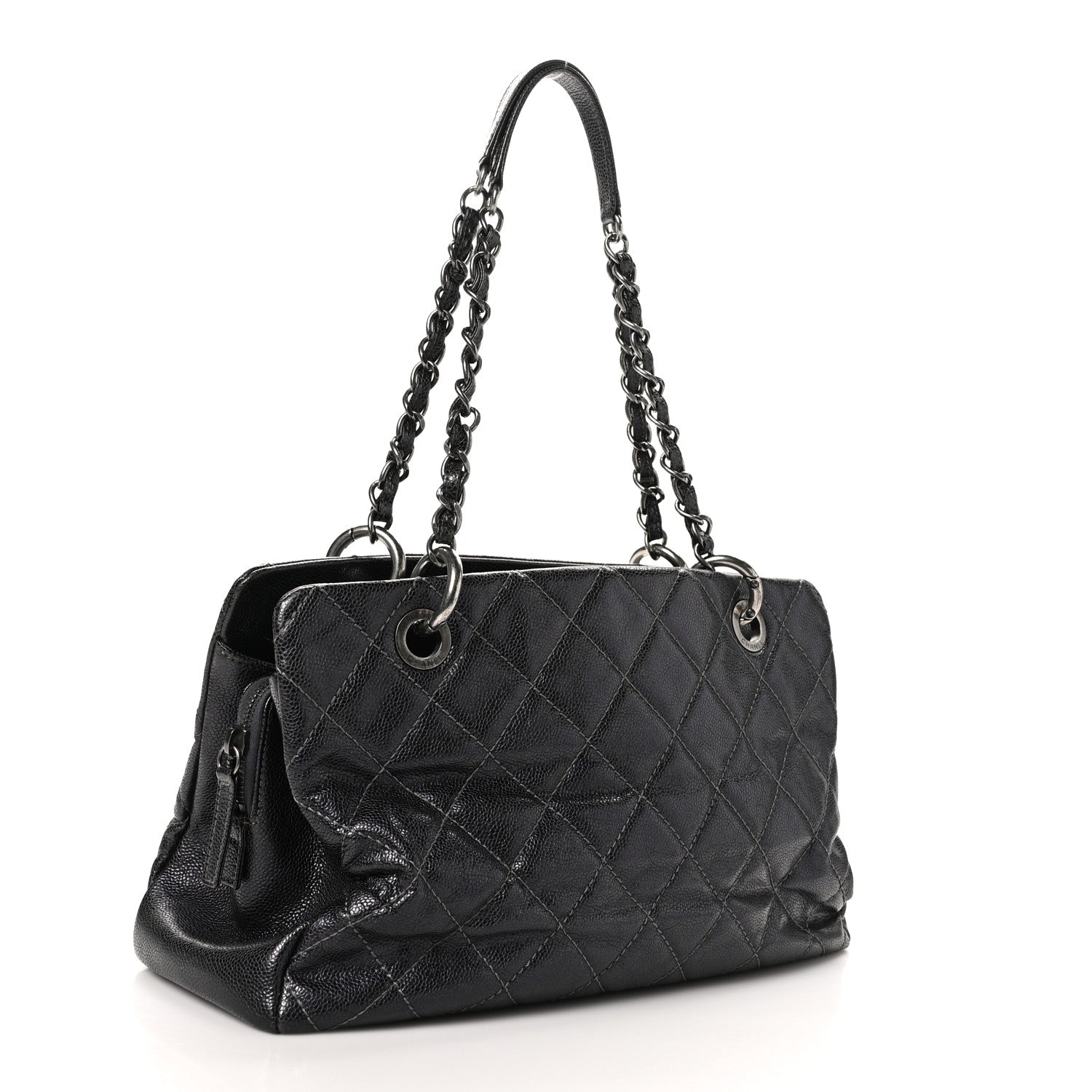 Chanel Iridescent Caviar Quilted Chic Shopping Tote Silver 3 of 11