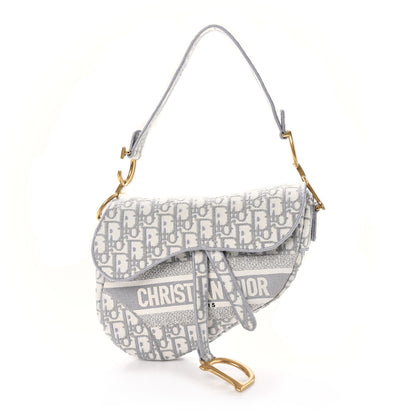 Christian Dior Oblique Embroidered Saddle Bag Gray 1 of 11