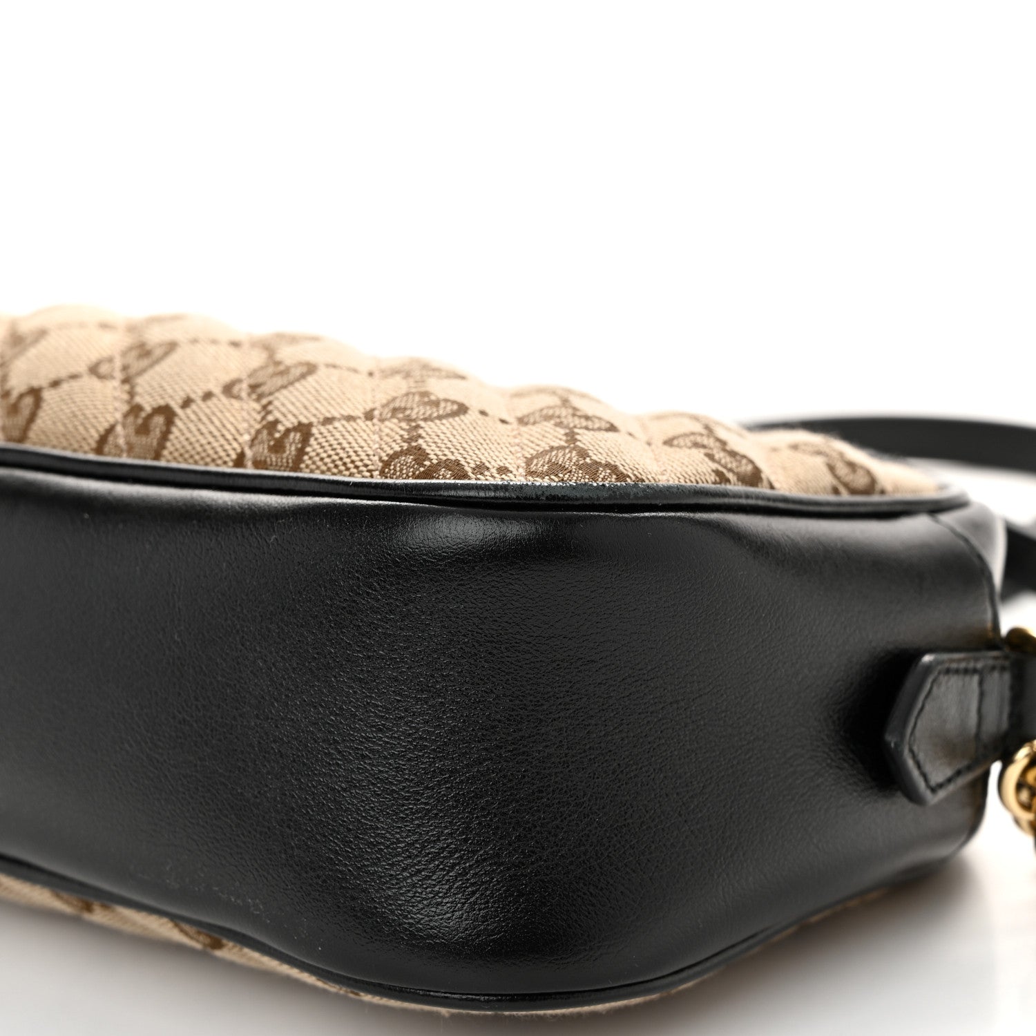Gucci Monogram Matelasse Diagonal Small GG Marmont Chain Shoulder Bag Beige Black 10 of 11