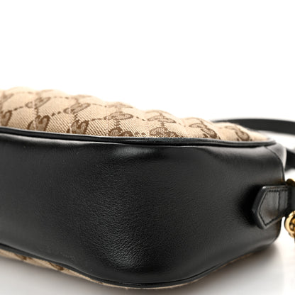 Gucci Monogram Matelasse Diagonal Small GG Marmont Chain Shoulder Bag Beige Black 10 of 11