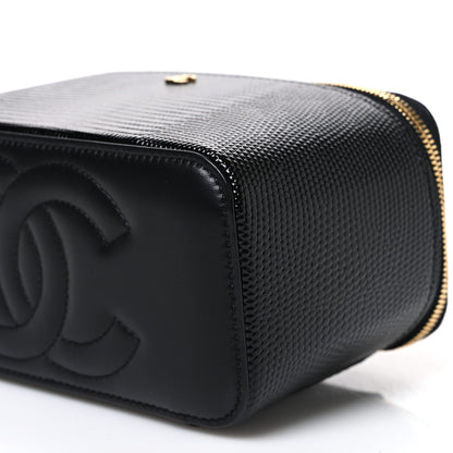 Chanel Calfskin Lizard Embossed Top Handle Vanity With Chain Black 10 of 11