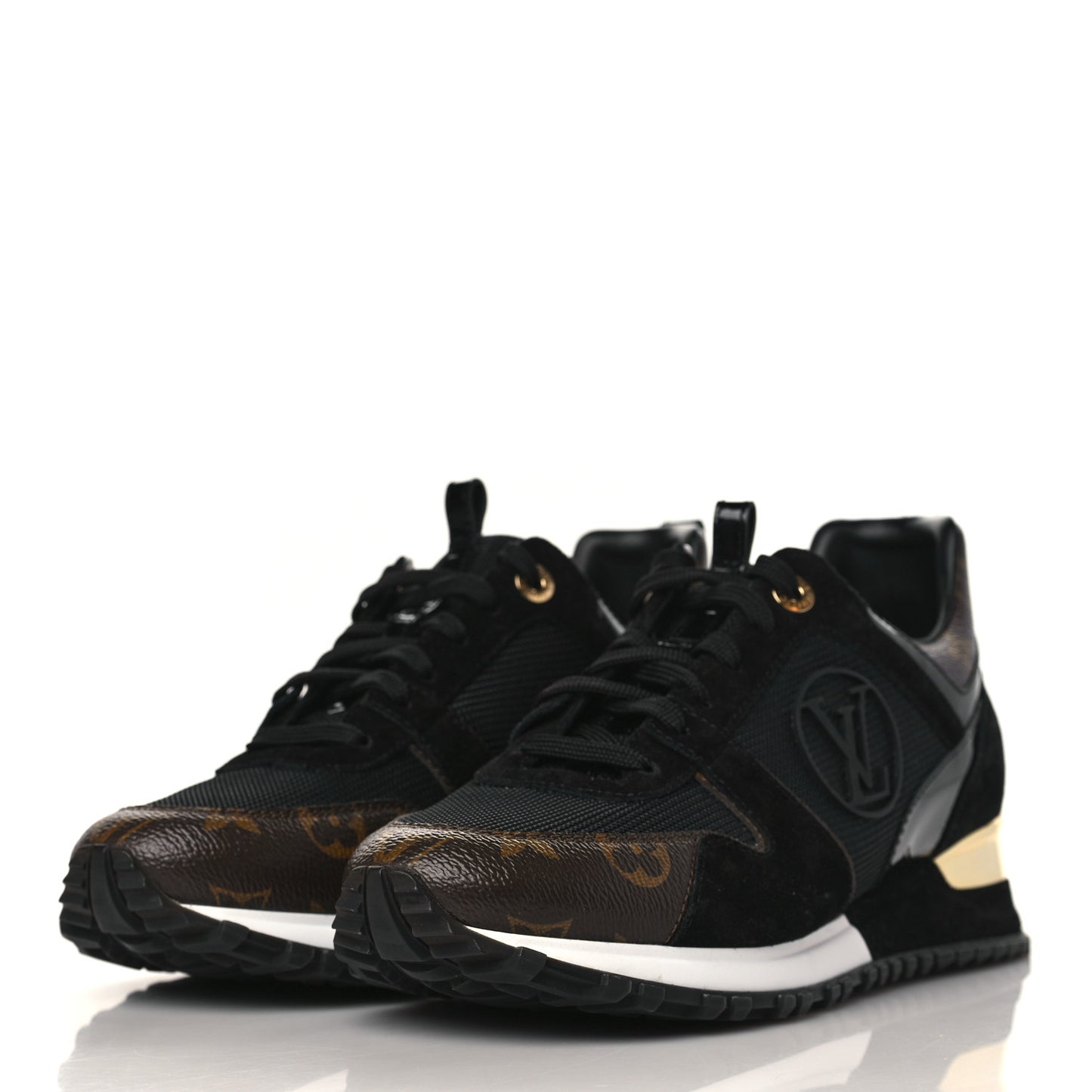 Suede Monogram Run Away Sneakers 39.5 Black