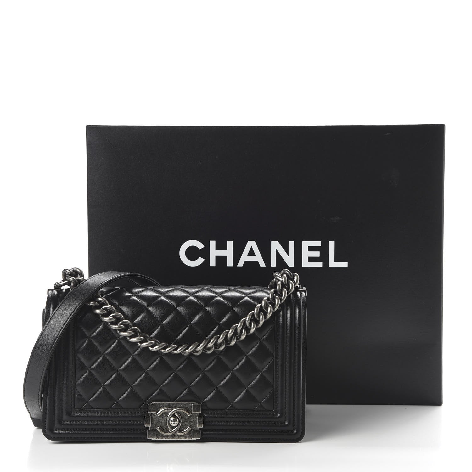 Chanel Lambskin Quilted Medium Boy Flap Black 10 of 10
