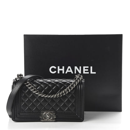 Chanel Lambskin Quilted Medium Boy Flap Black 10 of 10