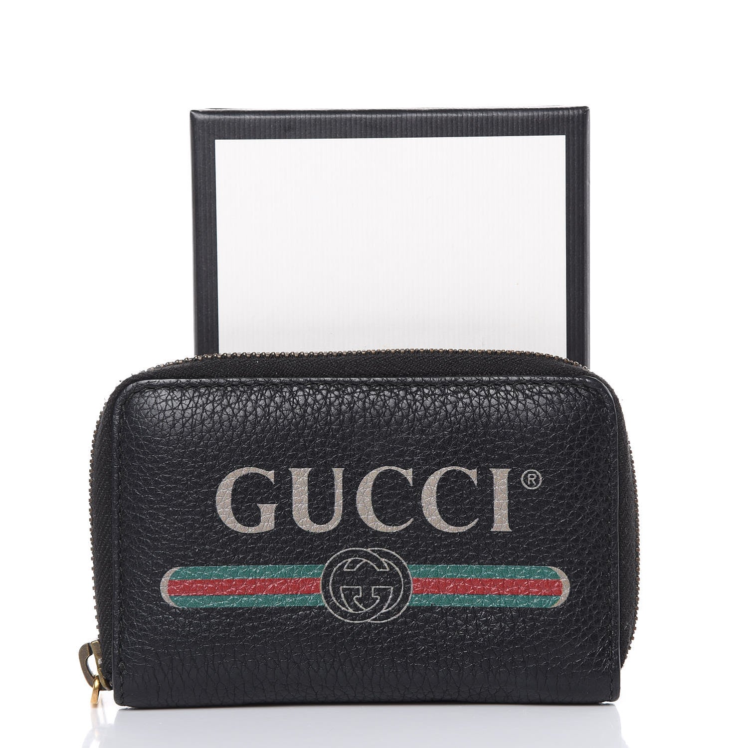 Gucci Calfskin Logo Zip Around Card Case Black 10 of 10