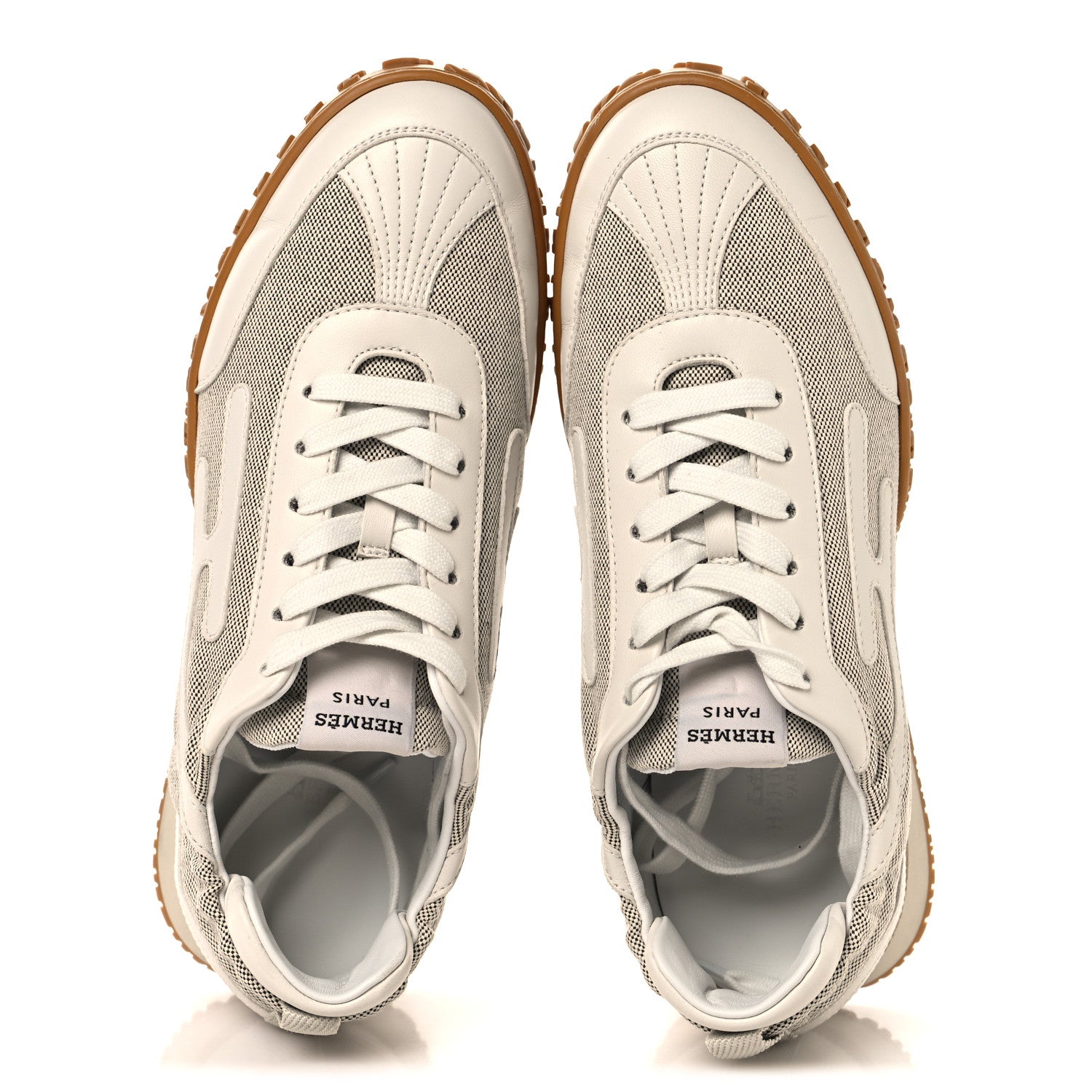 Hermes H Canvas Nappa Jet Sneakers 38.5 White Prunoir 2 of 9