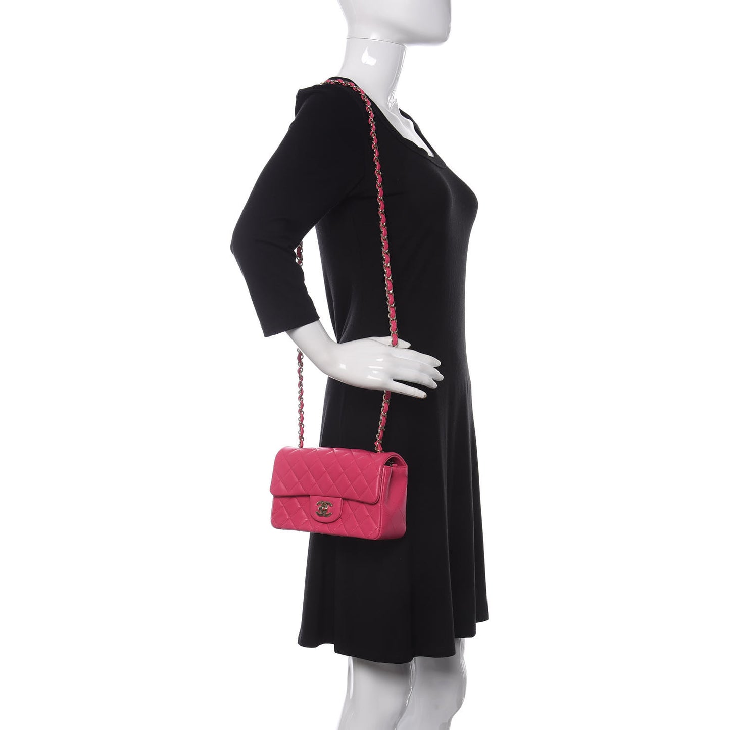 Lambskin Quilted Mini Rectangular Flap Dark Pink