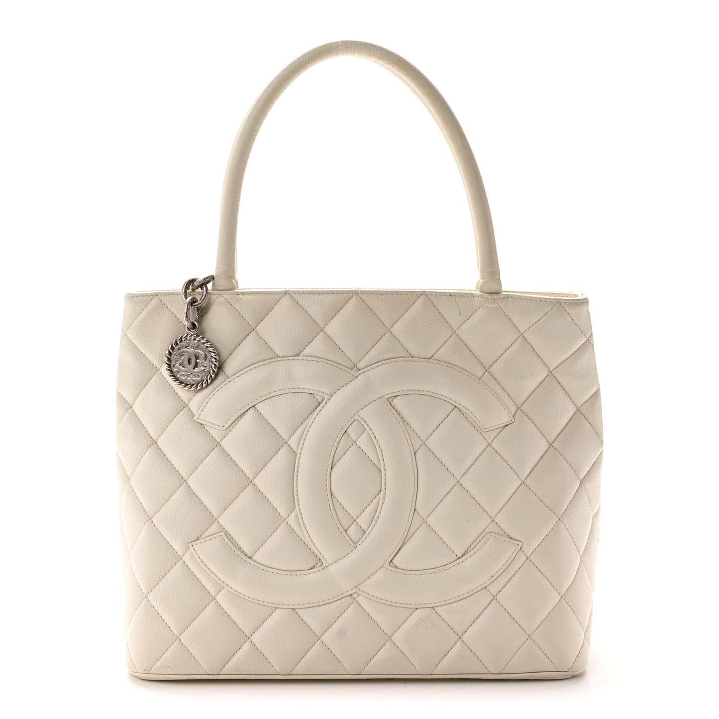 Caviar Quilted Medallion Tote White