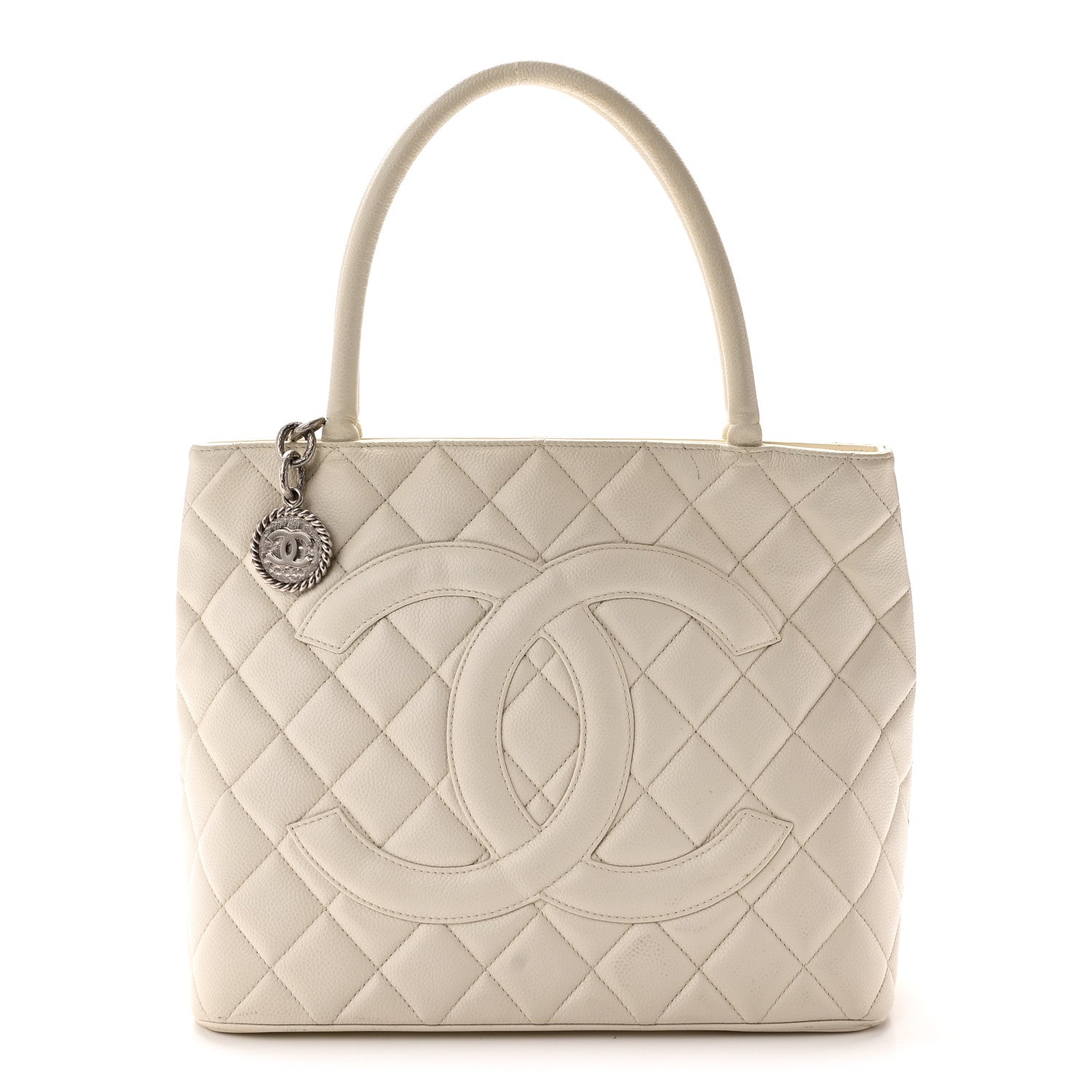 Chanel Caviar Quilted Medallion Tote White 1 of 10