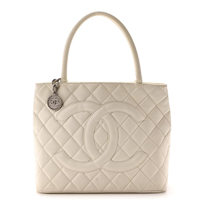 Chanel Caviar Quilted Medallion Tote White 1 of 10