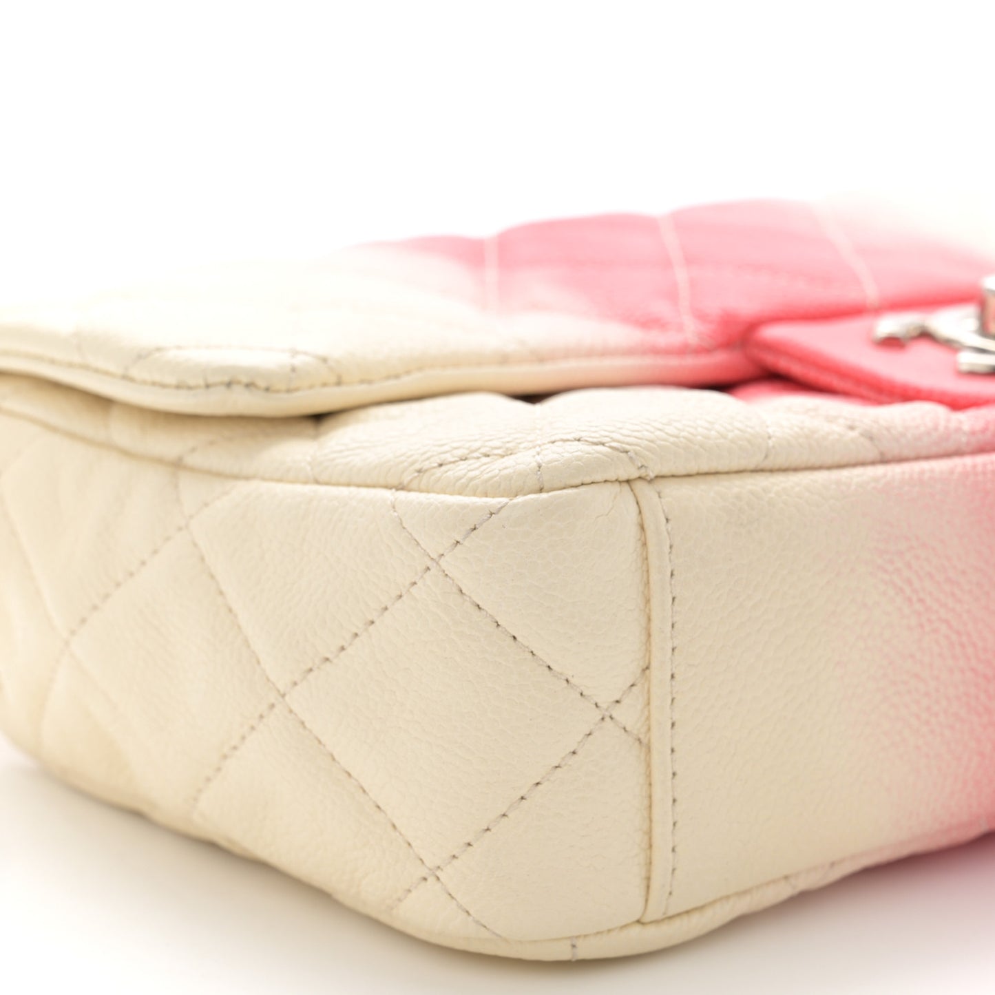 Caviar Quilted Ombre Medium Single Flap White Rose Pink