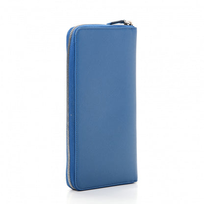 Prada Saffiano Zip Around Portfolio Wallet Azzurro 3 of 7