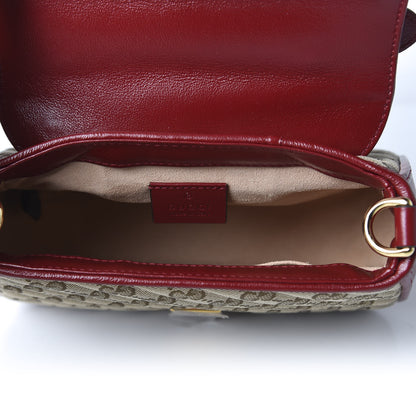Gucci Monogram Glazed Calfskin Matelasse Diagonal Mini GG Marmont Top Handle Shoulder Bag Beige Ebony New Cherry Red 5 of 10