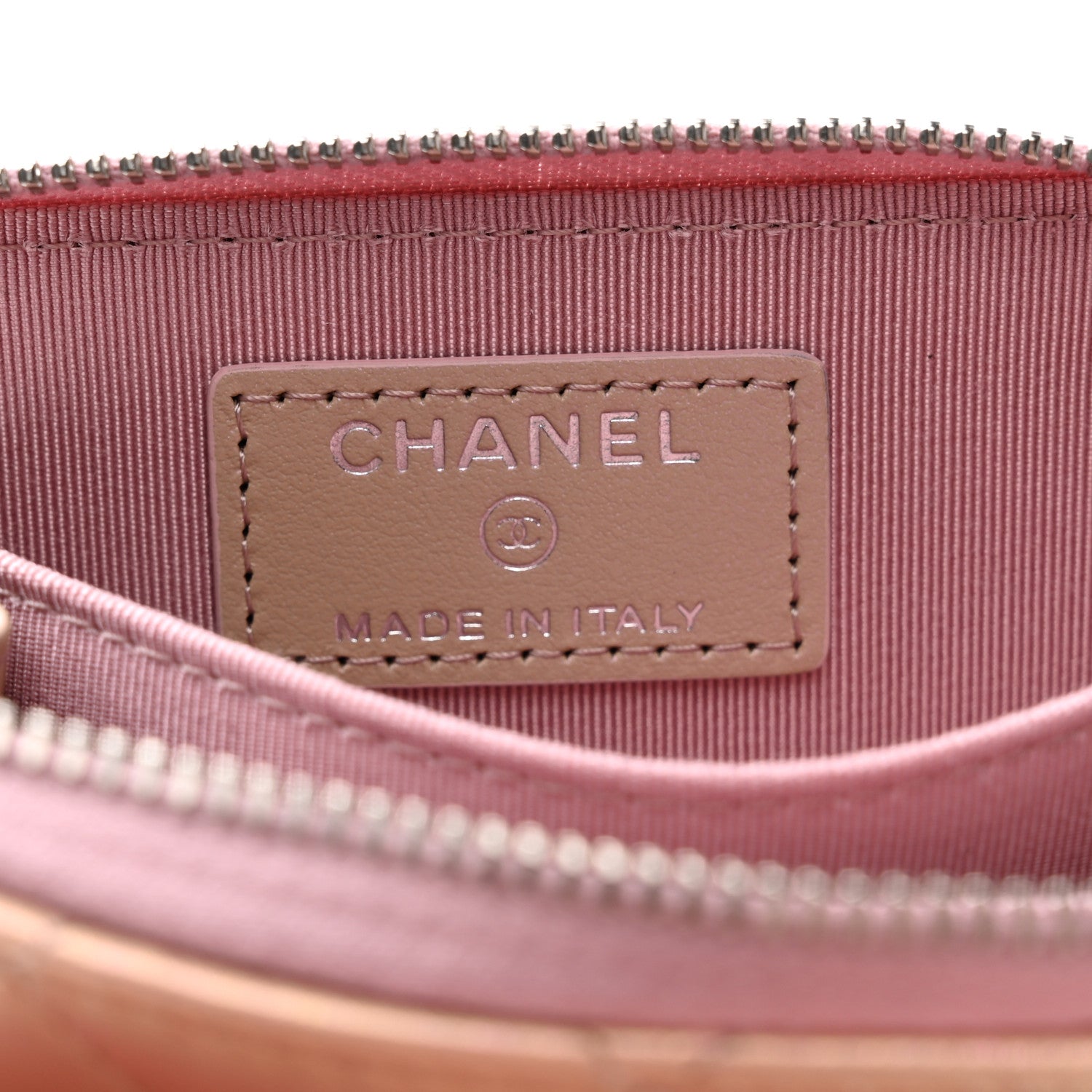 Chanel Iridescent Calfskin Quilted Zip Coin Purse Wallet Pink 6 of 9