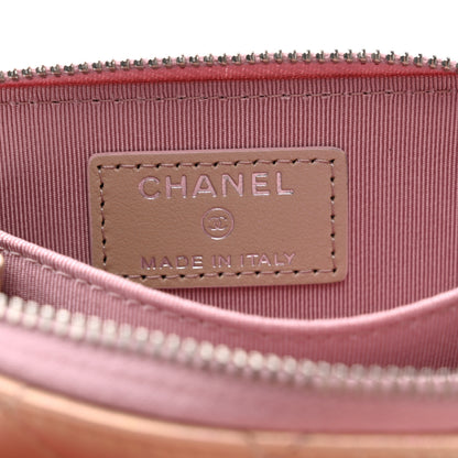 Chanel Iridescent Calfskin Quilted Zip Coin Purse Wallet Pink 6 of 9