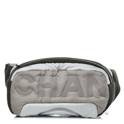 Chanel Nylon Coco Neige Belt Bag Dark Grey Khaki Grey 1 of 8