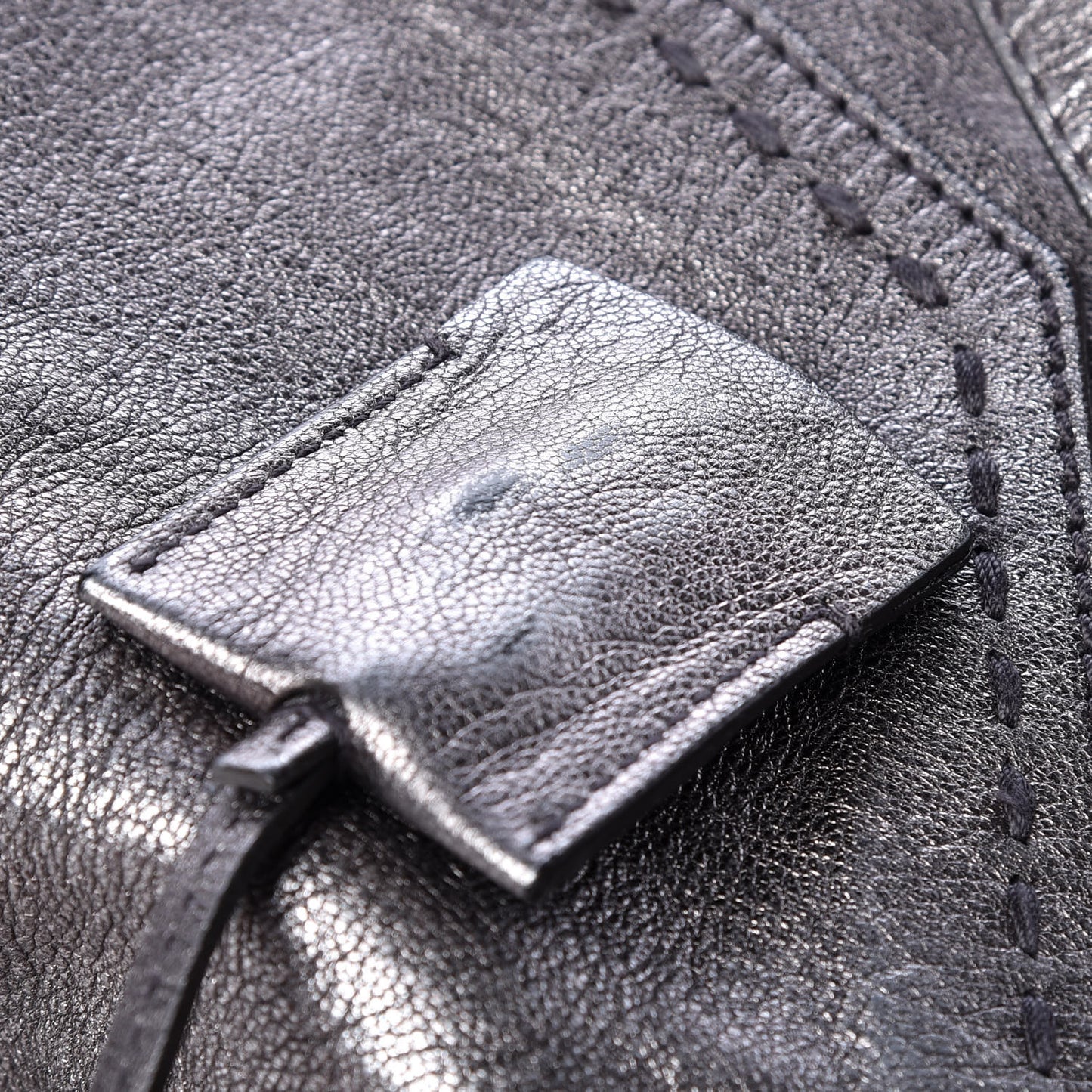 Metallic Calfskin Large Muse Silver