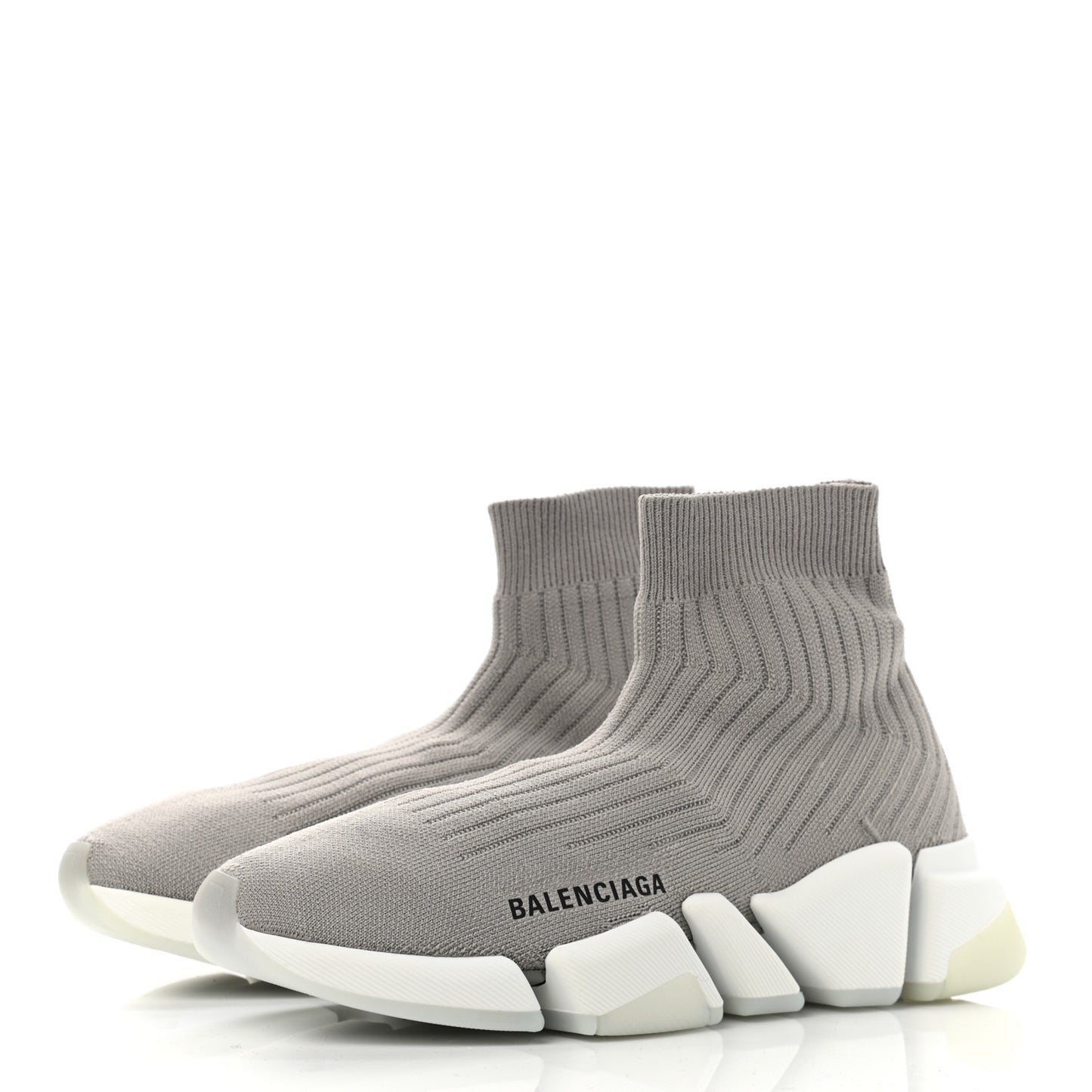 Ribbed Knit Womens Speed 2.0 Transparent Sole Sneakers 37 Baltic Grey White