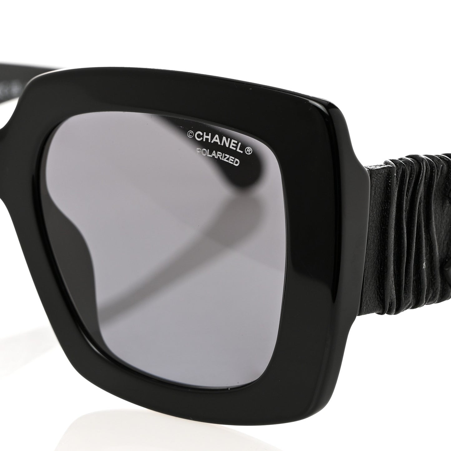 Acetate Calfskin Square Sunglasses 5474-Q-A Black