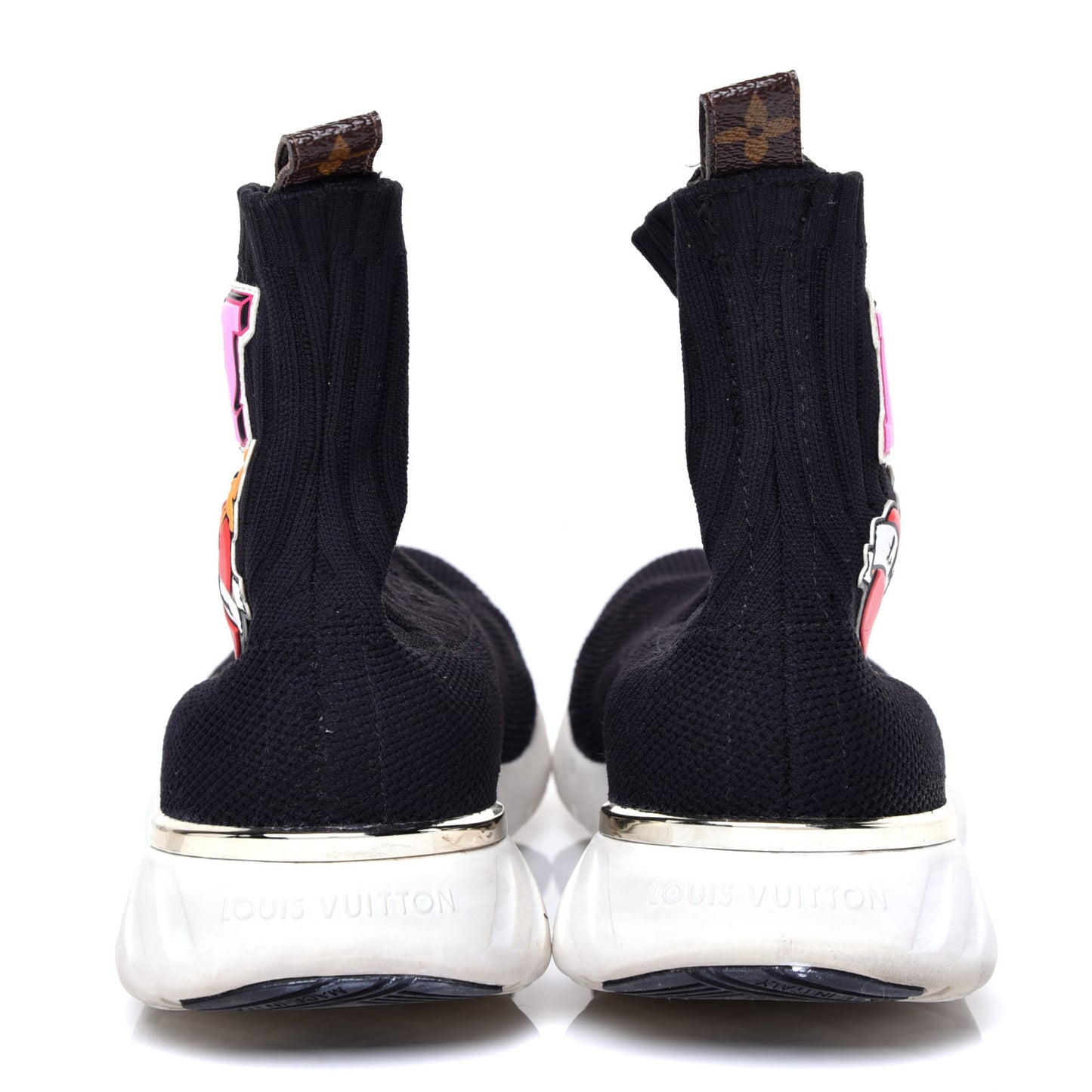 Stretch Fabric LV Black Heart Sock Sneaker 39 Black