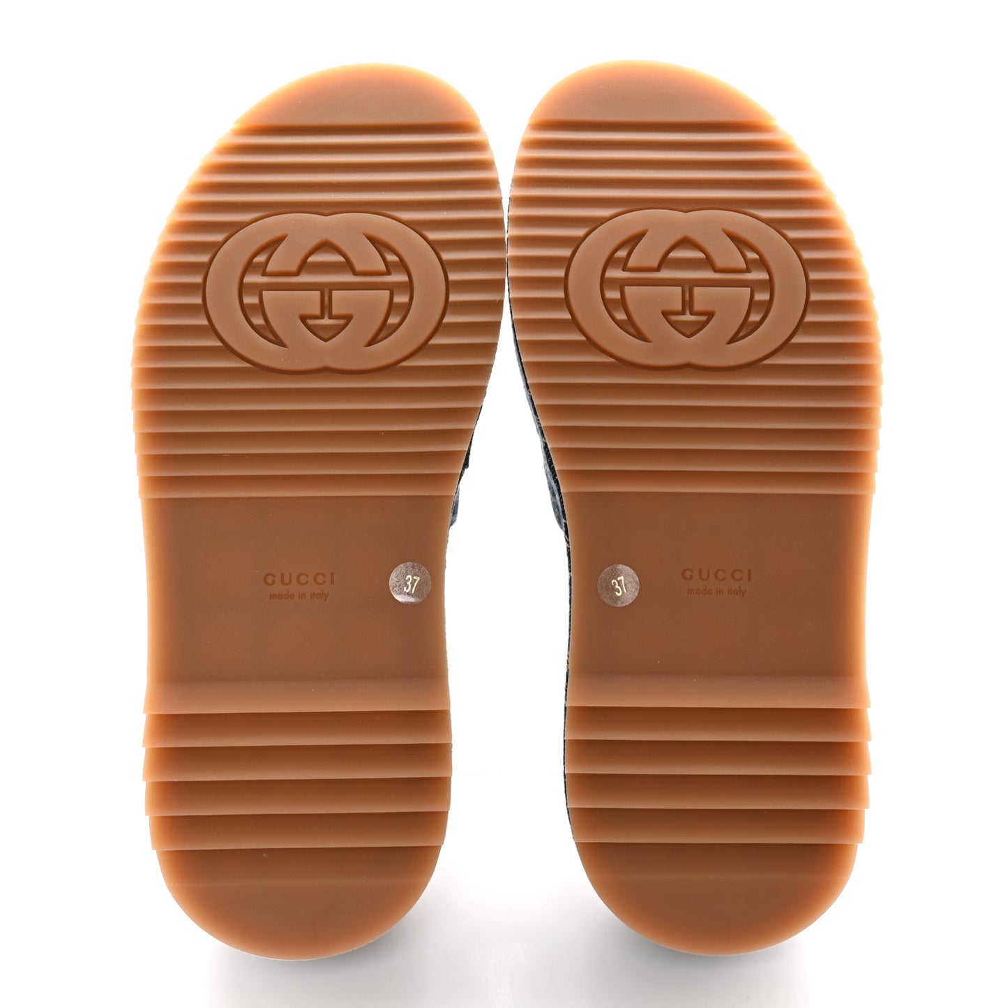 New Denim GG Monogram Angelina Platform 55mm Slide Sandals 37 Blue Tea