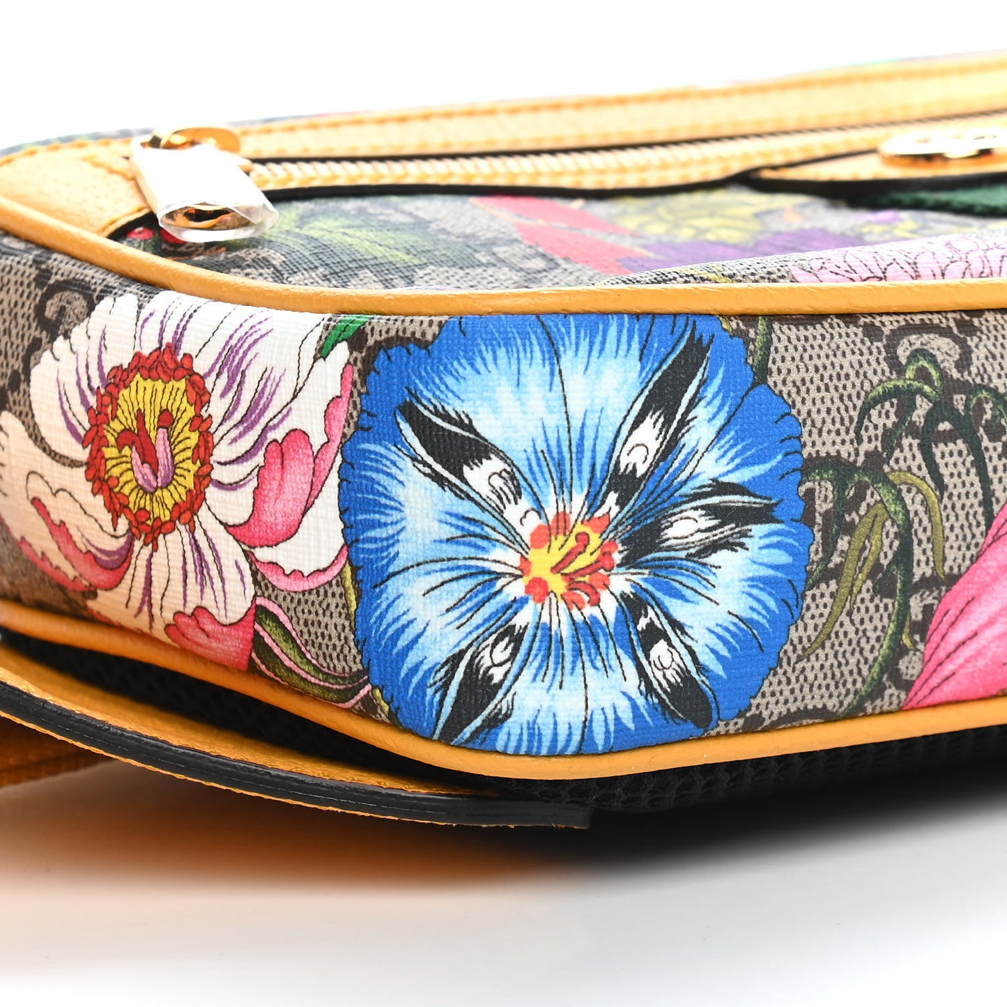 GG Supreme Monogram Flora Medium Ophidia Belt Bag Beige Multicolor Crop