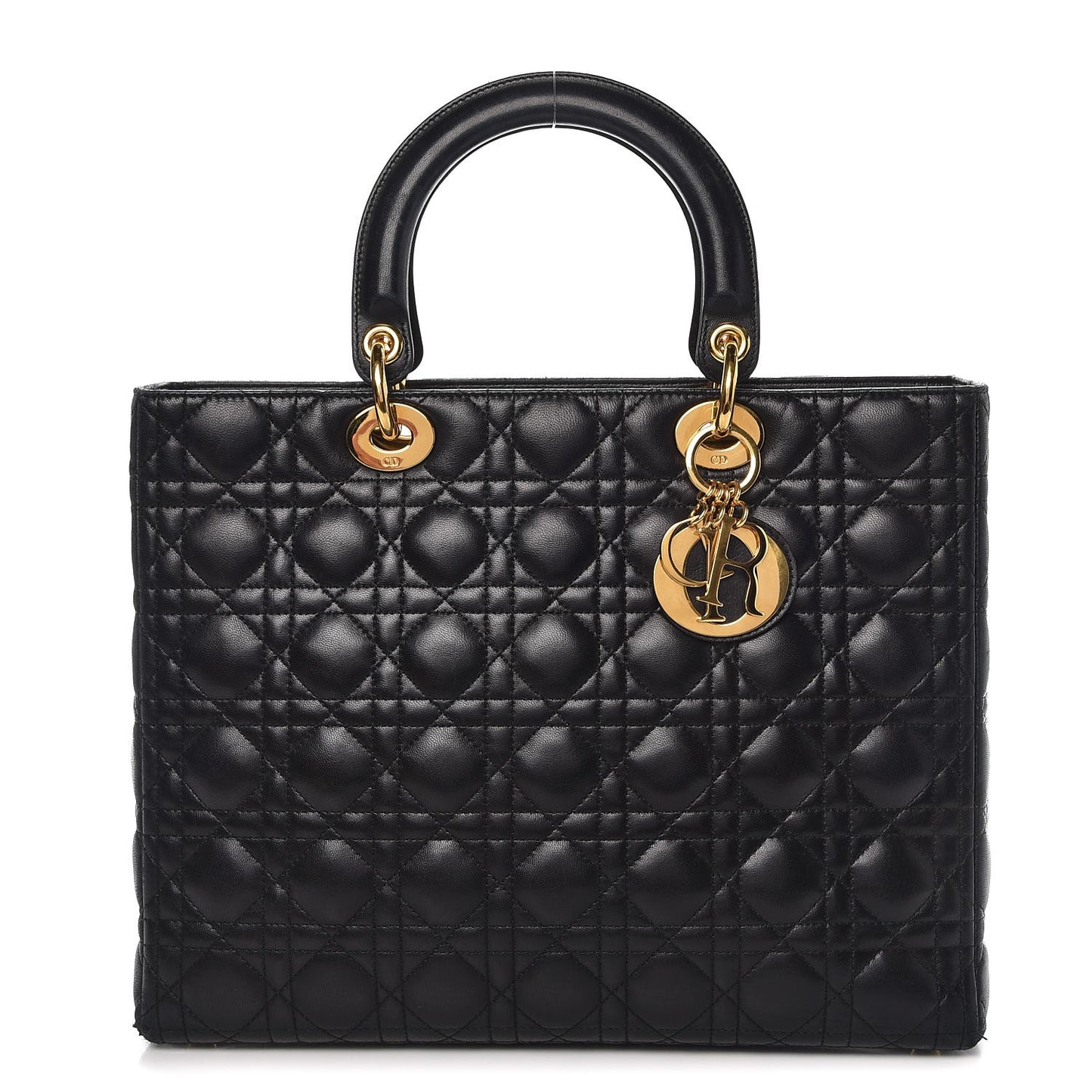 Lambskin Cannage Large Lady Dior Black
