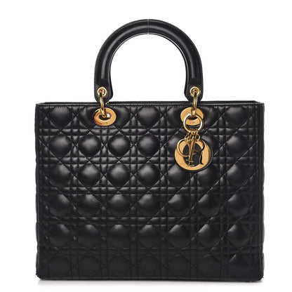Christian Dior Lambskin Cannage Large Lady Dior Black 1 of 13