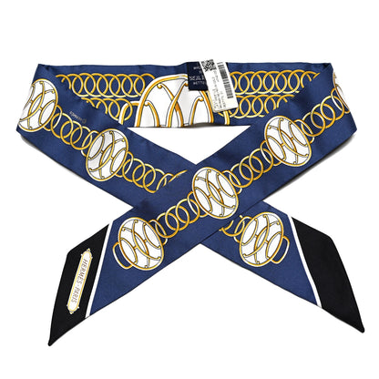Hermes Silk Lift Profile Twilly Marine Black Gold 1 of 4