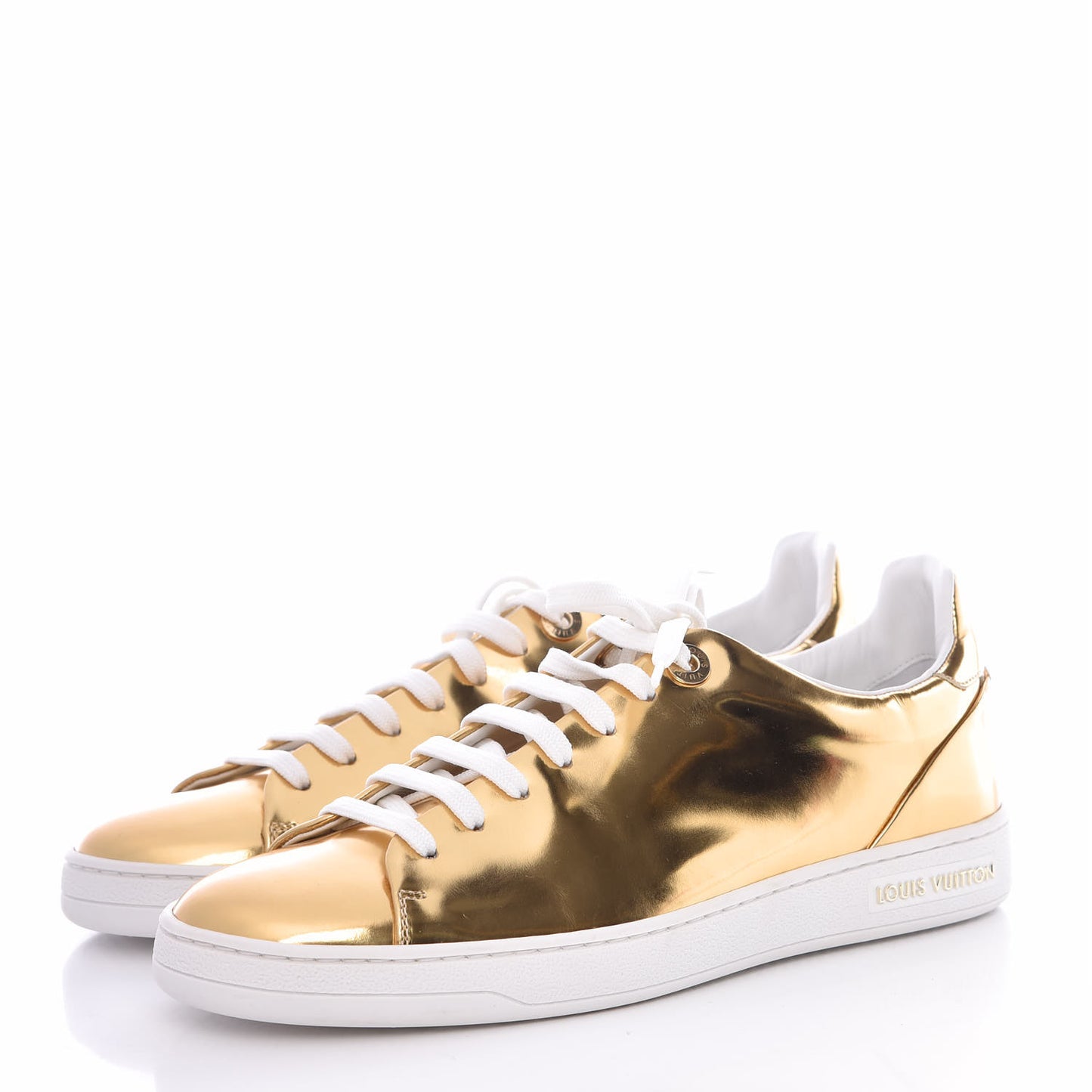 Metallic Calfskin Frontrow Sneakers 37.5 Gold