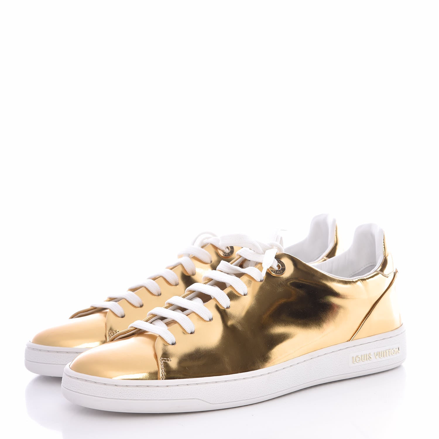 Louis Vuitton Metallic Calfskin Frontrow Sneakers 37.5 Gold 3 of 9
