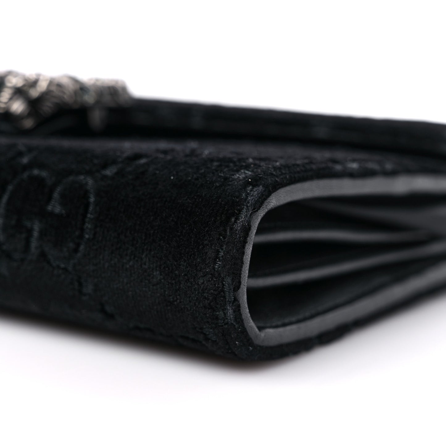Velvet GG Monogram Mini Dionysus Chain Wallet Black