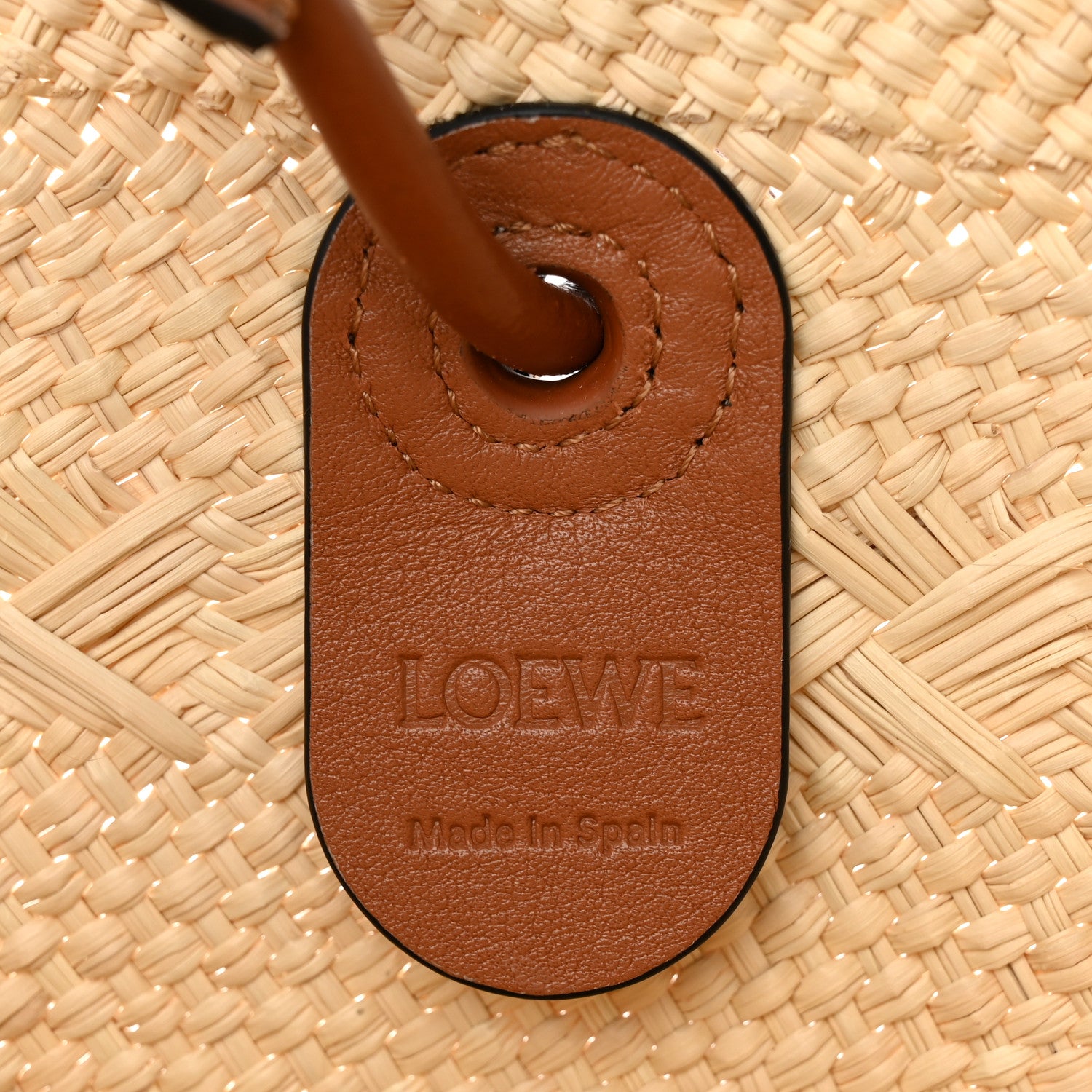 Loewe Iraca Palm Calfskin Medium Anagram Basket Bag Natural Tan 6 of 10